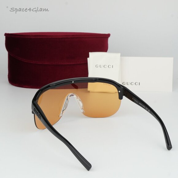 BRAND NEW Gucci GG1645S 005 Black Orange Unisex Mask Sunglasses GG 1645S - Picture 13 of 14